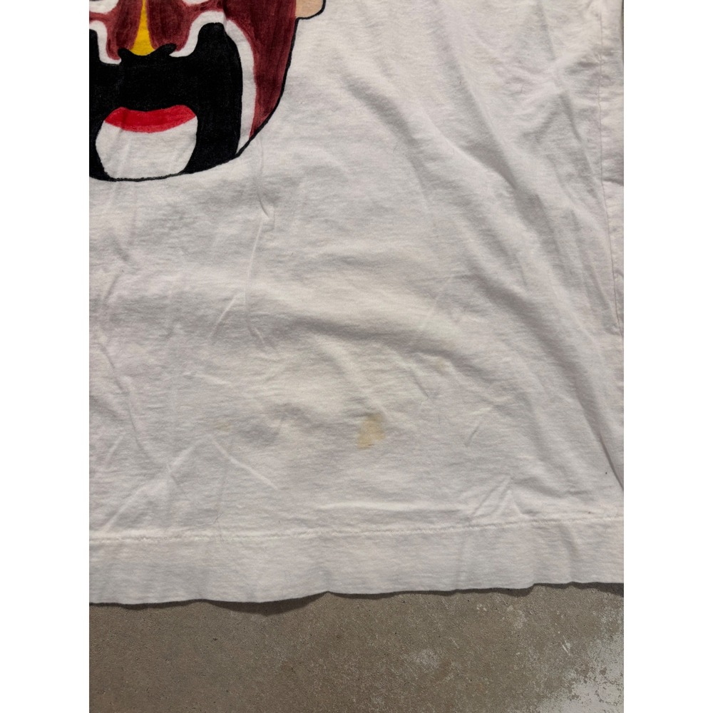 Vintage Maple Leaf Chinese Opera Mask Graphic T-Shirt White Single Stitch Small - Picture 3 of 5